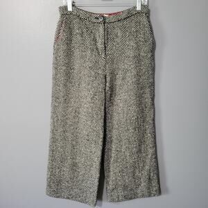 Alexa Chung Wool Pants Size 8 Houndstooth Cropped Trousers Womens Career Office